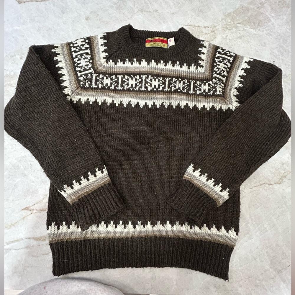 Vintage Nordic Fair Isle Sweater Unisex Cozy Knit By The Hudson Bay company